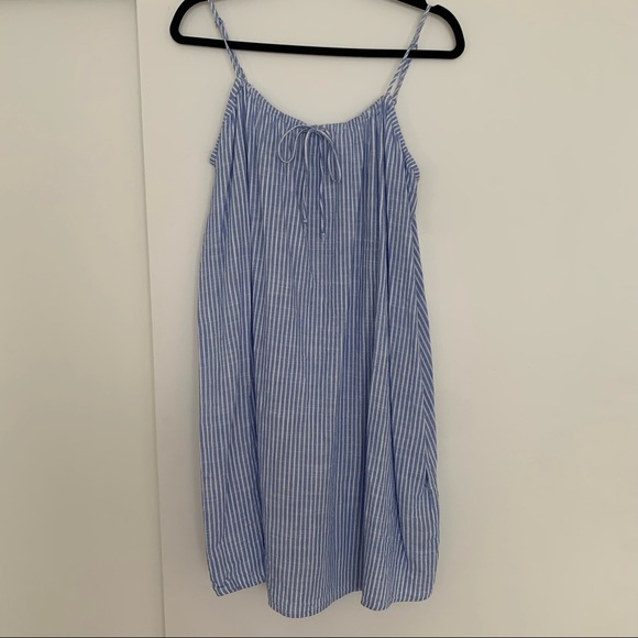 h&m blue white striped dress Ladies - Navy Blue Bubble-Hem Shirt Dress - Size: M